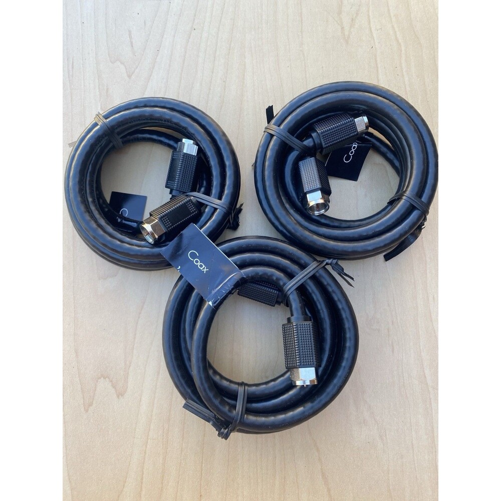 3 Black NEW - Coax Coaxial Cable 6ft